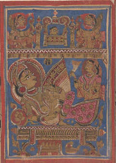 Queen Trisala Nursing the Newborn Mahavira: Folio from a Kalpasutra Manuscript by anonymous painter