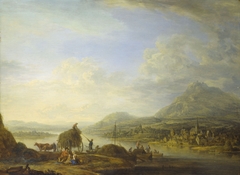 Rhine view with Hay Wagon by Christian Georg Schütz