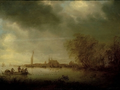 River Scene near Deventer by Salomon van Ruysdael