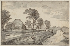 Road between Watercourses in a Polder Landscape by Claes Jansz. Visscher II