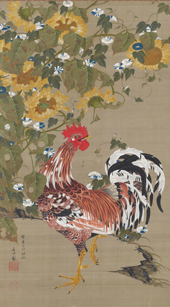 Rooster and Sunflowers by Itō Jakuchū