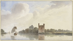 Ruïne van Huis te Merwede bij Dordrecht aan de Maas by Hendrik Abraham Klinkhamer