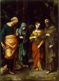 Saints Peter, Martha, Mary Magdalen, and Leonard by Antonio da Correggio