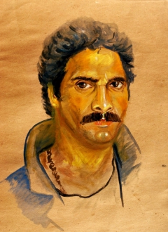 Self Portrait water color by Erfanullah Babar