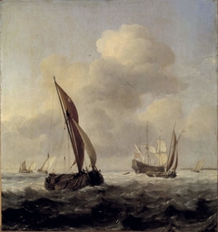 Ships in high seas by Willem van de Velde the Younger