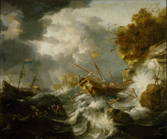 Ships in Trouble near the Coast by Jan Peeters I