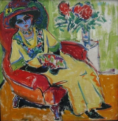 Sitzende Dame (Dodo) (Rückseite: Masken auf der Straße) by Ernst Ludwig Kirchner