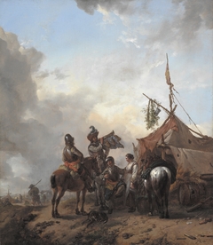 Soldiers Carousing with a Serving Woman outside a Tent by Philips Wouwerman