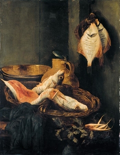 Still-Life with Fish in Basket by Abraham van Beijeren