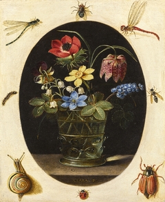 Still Life with Flowers Surrounded by Insects and a Snail by Clara Peeters