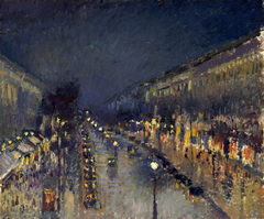 The Boulevard Montmartre at Night - Boulevard Montmartre, Effet de Nuit by Camille Pissarro