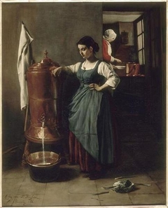 The copper fountain; Kitchen Interior by François Bonvin