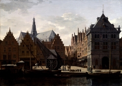 The Haarlem Damstraat seen from the Spaarne by Gerrit Adriaenszoon Berckheyde