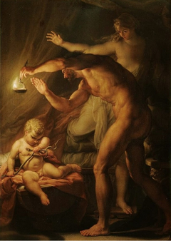 The infant Hercules strangling serpents in his cradle by Pompeo Batoni