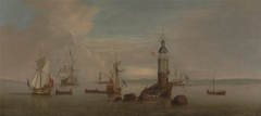 The Opening of the First Eddystone Lighthouse in 1698 by Peter Monamy