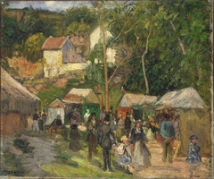 The Village Fête at L'Hermitage, the Open-Air Stalls by Camille Pissarro