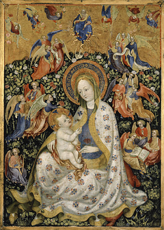 The Virgin and Child with Angels in a Garden with a Rose Hedge by Stefano da Verona