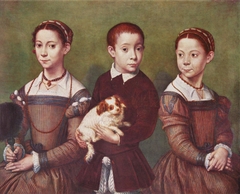 Three children with dog by Sofonisba Anguissola