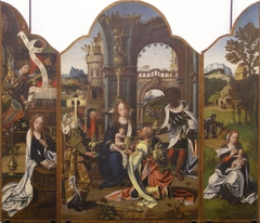 Triptych: Adoration of the Magi; Annunciation; Rest on the flight into Egypt by Pieter Coecke van Aelst