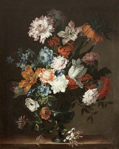 Tulips and Summer Flowers in a Metal Urn by Jean-Baptiste Monnoyer