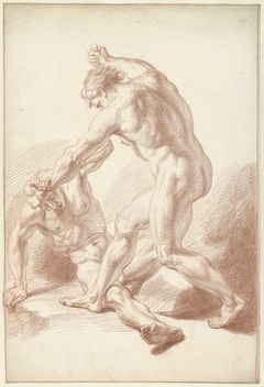 Twee naakte mannen in gevecht by Louis Fabritius Dubourg