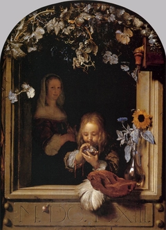 A Boy Blowing Bubbles by Frans van Mieris the Elder