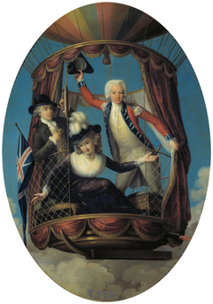 V. Lunardi, Mrs Sage and G. Biggin in a Hot Air Balloon by John Francis Rigaud