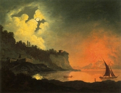 Vesuvius from Posillipo by Moonlight by Joseph Wright of Derby