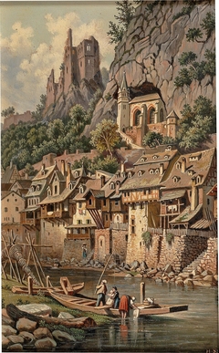 View of the Rock Church and Castle Ruins in Idar-Oberstein by Hubert Sattler