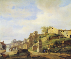 View on the Tiber River, Rome by Jan van der Heyden