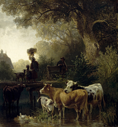 Wäscherin am Bach by Friedrich Voltz