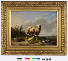 Weide met schaap, lam en eenden by Eugène Verboeckhoven