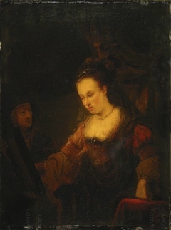 Woman looking in a Mirror with a Maidservant by Ferdinand Bol