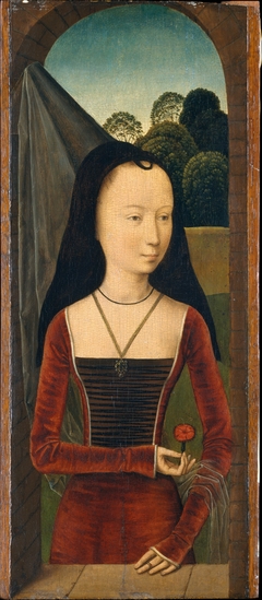 Young Woman with a Pink by Attributed to Hans Memling