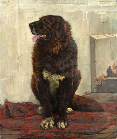 Zittende grote hond by Roland Larij